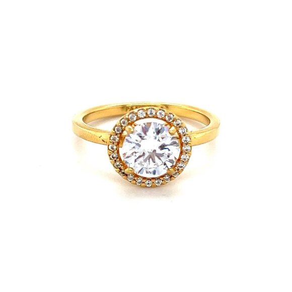 Pandora Gold Plated Sparkling Round Halo Ring - Picture 1 of 12